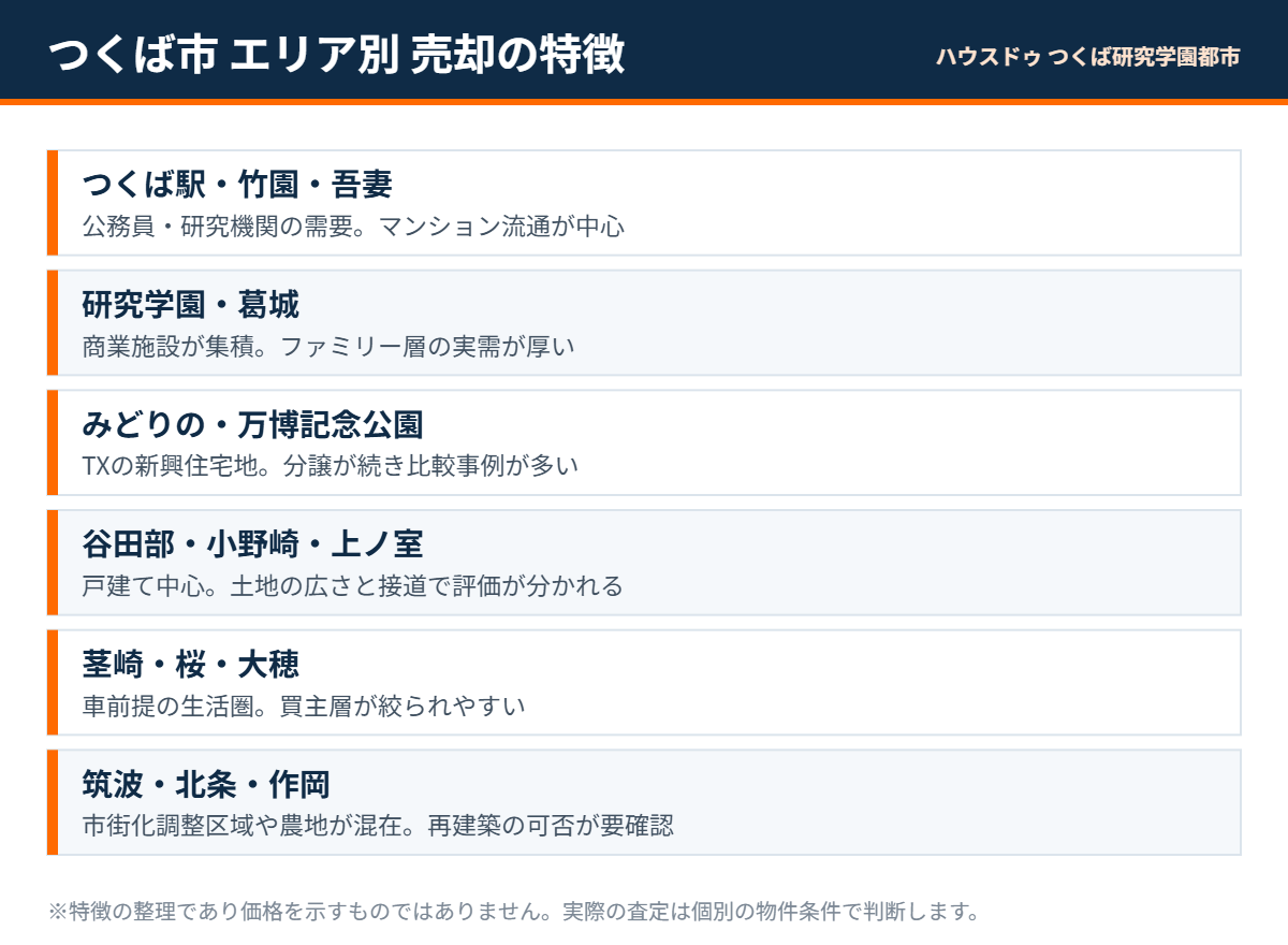 つくば市の不動産売却 エリア別の特徴|ハウスドゥ つくば研究学園都市店