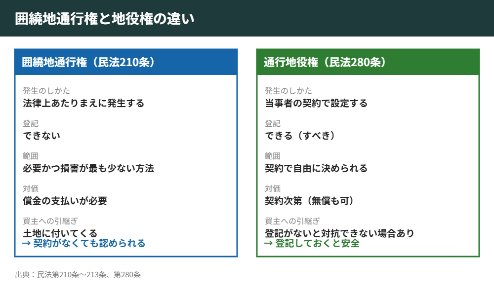 囲繞地通行権と通行地役権の違いの比較|ハウスドゥ つくば研究学園都市
