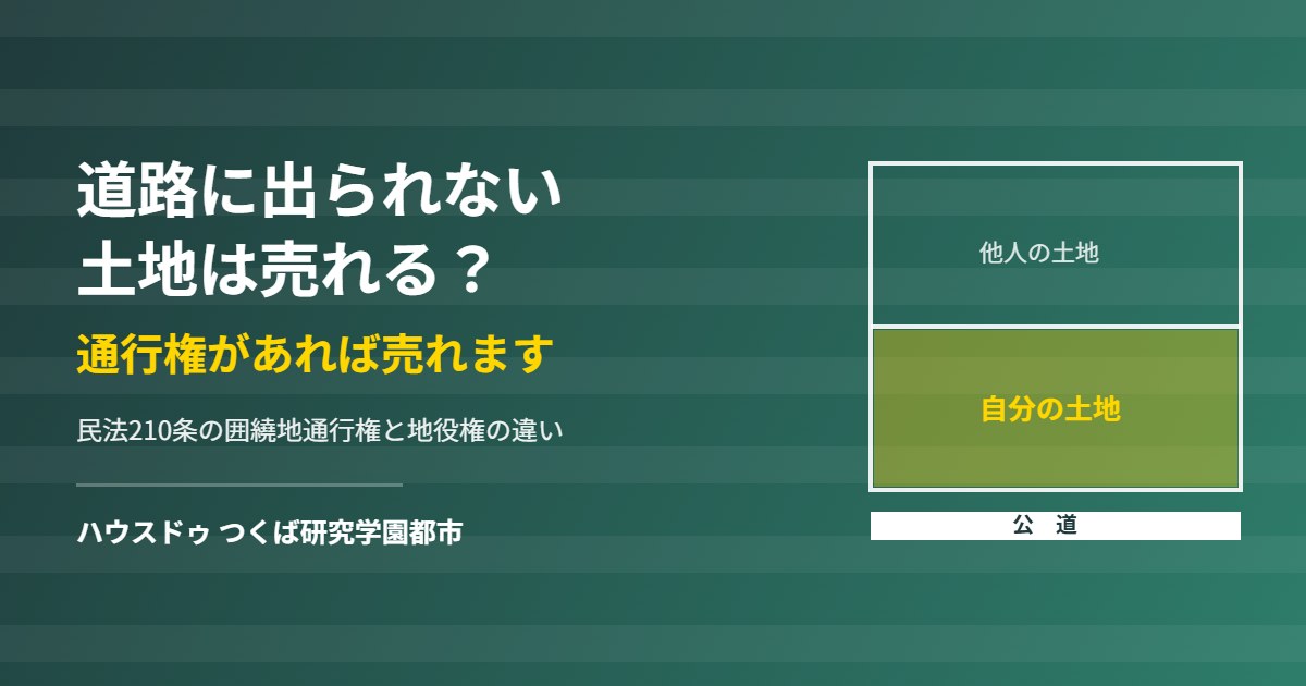 袋地の通行権と地役権の違い|つくば市の不動産売却 ハウスドゥ つくば研究学園都市