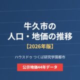 牛久市の人口・地価の推移｜ハウスドゥ つくば研究学園都市
